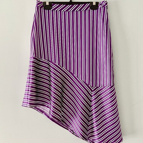 BANANA REPUBLIC Purple Striped Asymmetrical Skirt - Size 4P - Picture 1 of 4